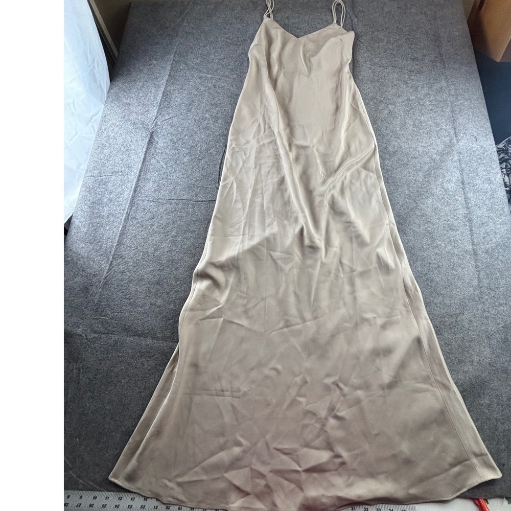 BHLDN Champagne V‎ Neck Maxi Dress Bridesmaid Formal Wedding Date Size 4 NEW